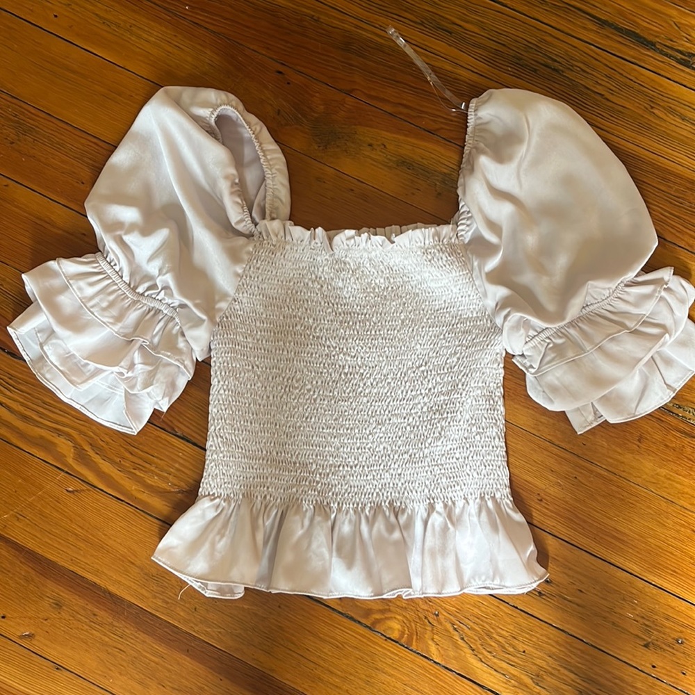 Off/on the shoulder satin top